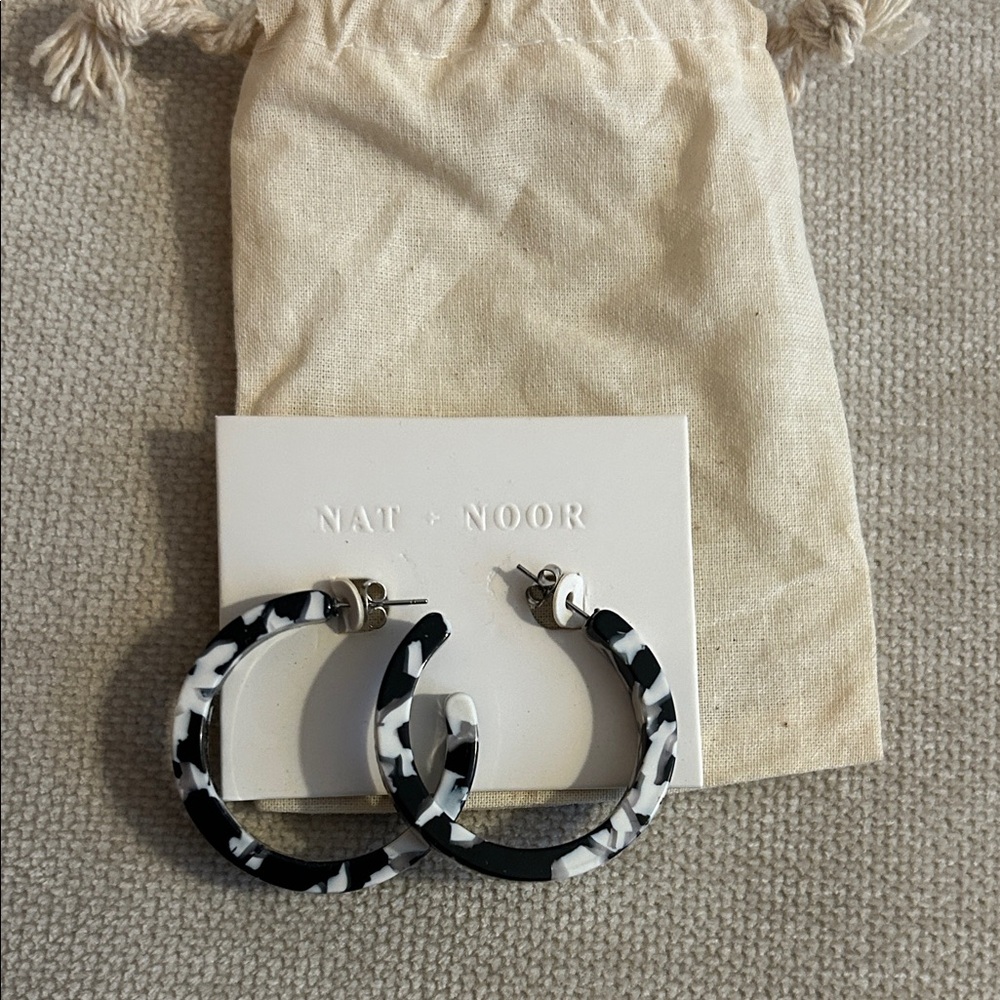 Nat and Noor Black and White Hoop Earrings - never worn!